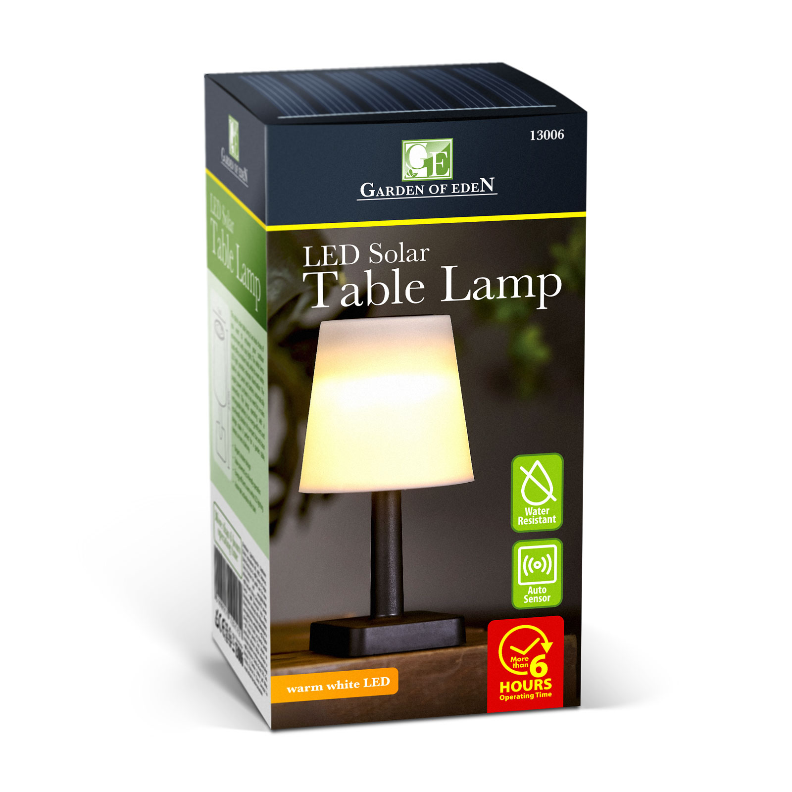 Szolár asztali lámpa - fehér - melegfehér LED - műanyag - 23 x 12 cm - Image 4
