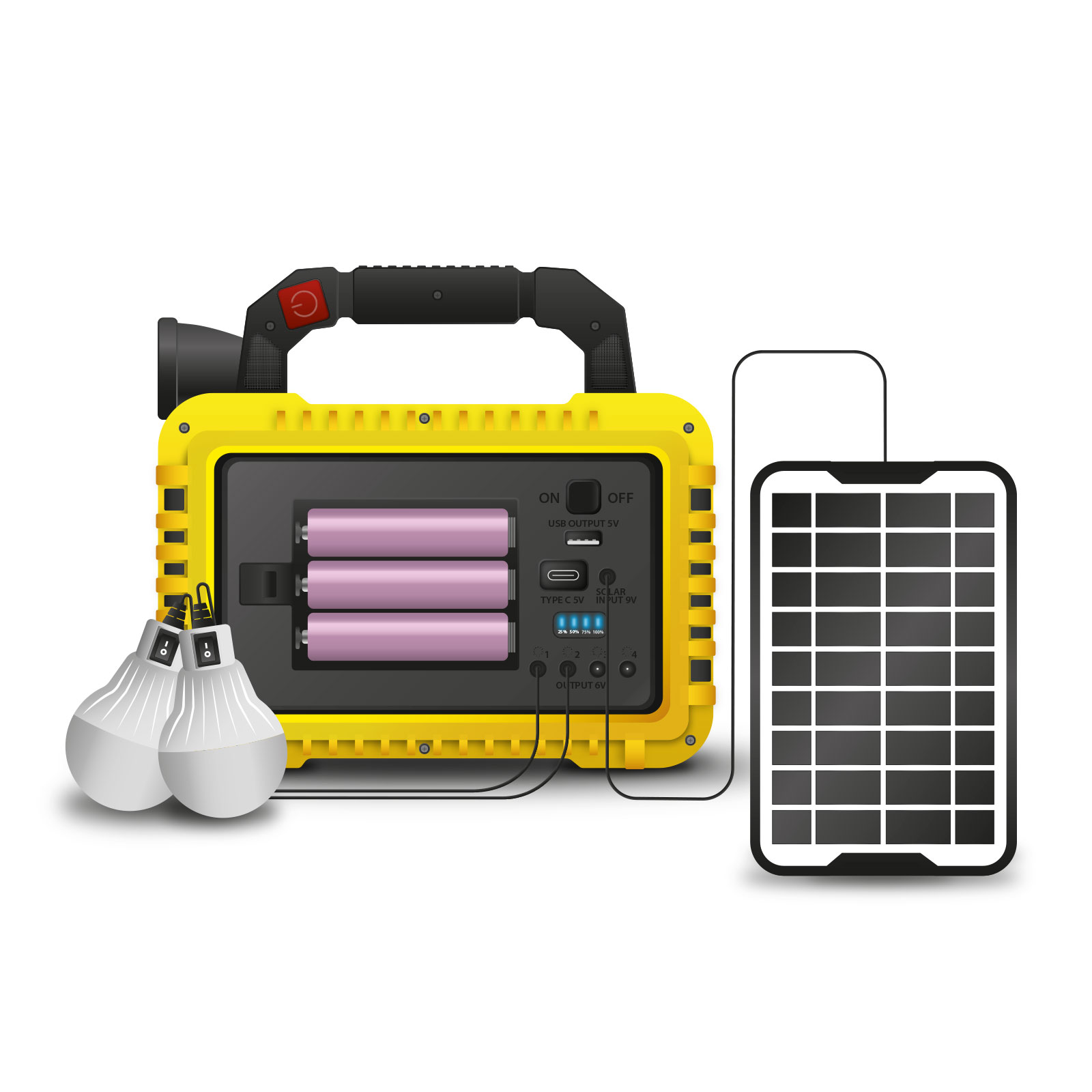 Multifunkciós kézi lámpa - szolár panel, USB-C - 6 világítási mód, 8 LED, 3600 mAh - 800 lumen - Image 5