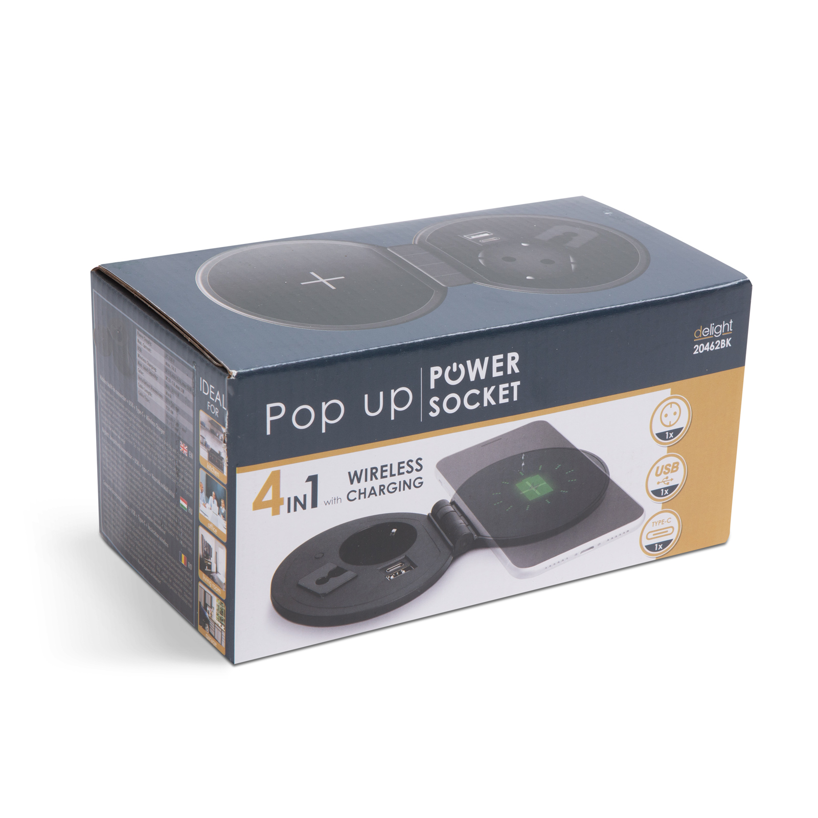 Rejtett, beépíthető konnektor + USB + Type-C + Vezeték nélküli töltő - Image 6